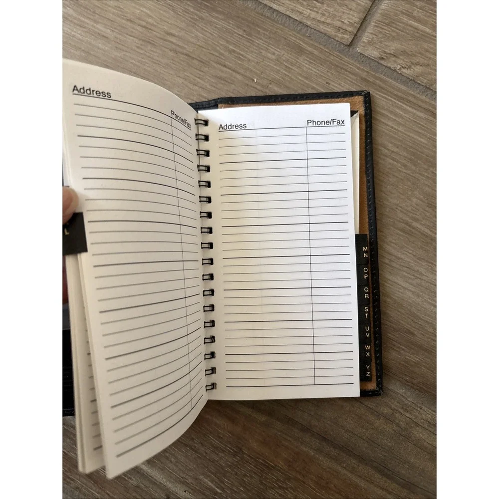New Vnt St. Dennis Black Leather Address Book & 2 Inner Pockets Notepad 4